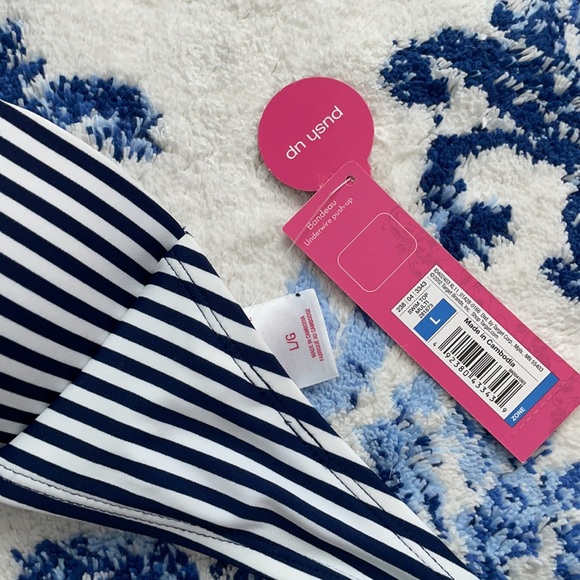 Xhilaration Push Up Navy Stripe Bikini - Picture 5 of 6